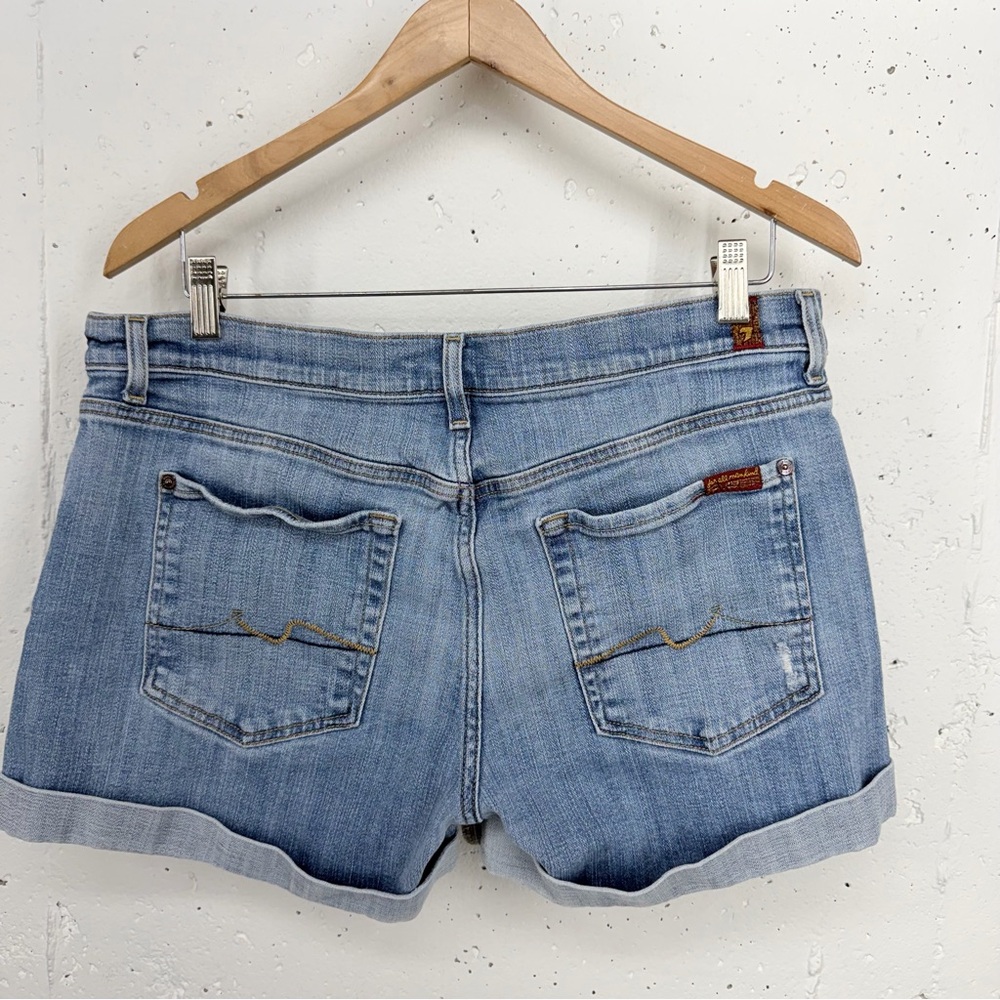 7 for all Mankind Women’s Size 31 Relaxed Mid Roll Distressed Jean Shorts - Picture 5 of 13